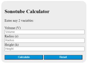 sauno tube|Sonotube Calculator.